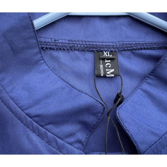 LucMattan Mens Button-Down Shirt Navy Blue XL Cotton Long Sleeve Printed New Wit - Picture 4 of 11